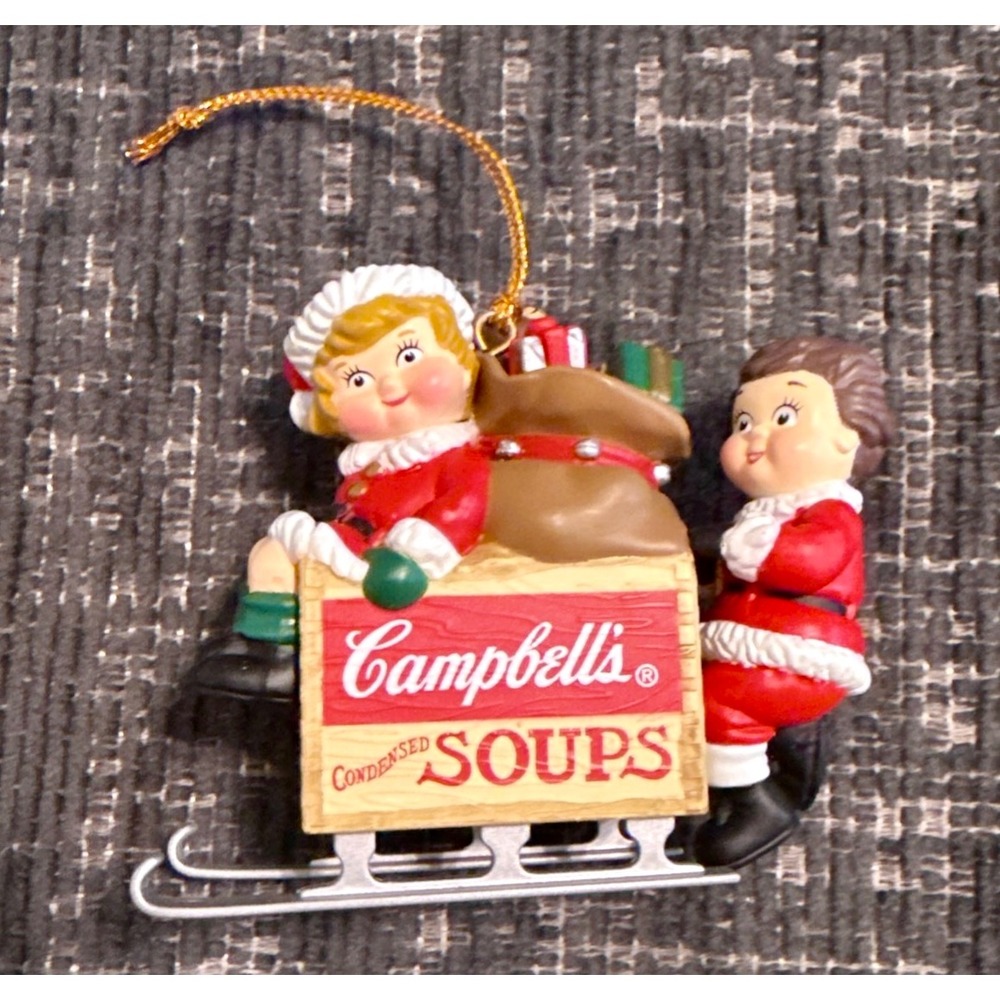Campbell's Soup Kids Christmas Ornament 1996 Excellent Vintage Sledding Crate